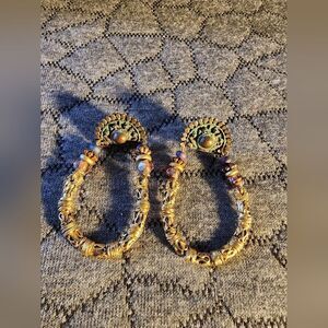 Gold and Brown Hoop Earrings